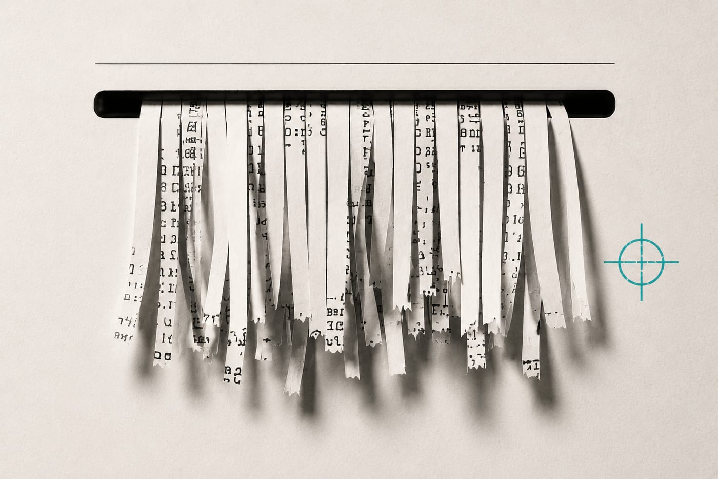 Paper shredder cutting a document into thin strips
